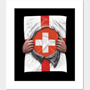 Switzerland Flag English Flag Ripped - Gift for Swiss From Switzerland Posters and Art